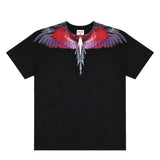 Marcelo Burlon County of Milan Kids T-Shirt Nero con Stampa Ali Multicolor per Bambini