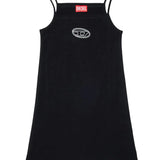 Diesel Kids Abito Nero con Logo Oval-D per Bambine