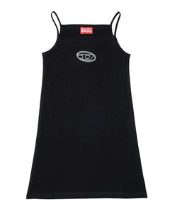 Diesel Kids Abito Nero con Logo Oval-D per Bambine