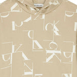 Calvin Klein Kids Felpa Beige con Cappuccio con Logo Monogram per Bambini (dettaglio)