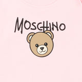 Moschino Kids Felpa Rosa a Maniche Lunghe con Stampa Teddy Bear e Logo per Neonate