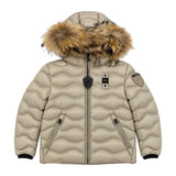 Blauer Kids Piumino con Cappuccio Pelliccia Beige per Bambini