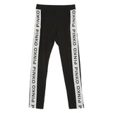 Pinko Kids Leggins Nero e Latte con Fasce Logate per Bambine