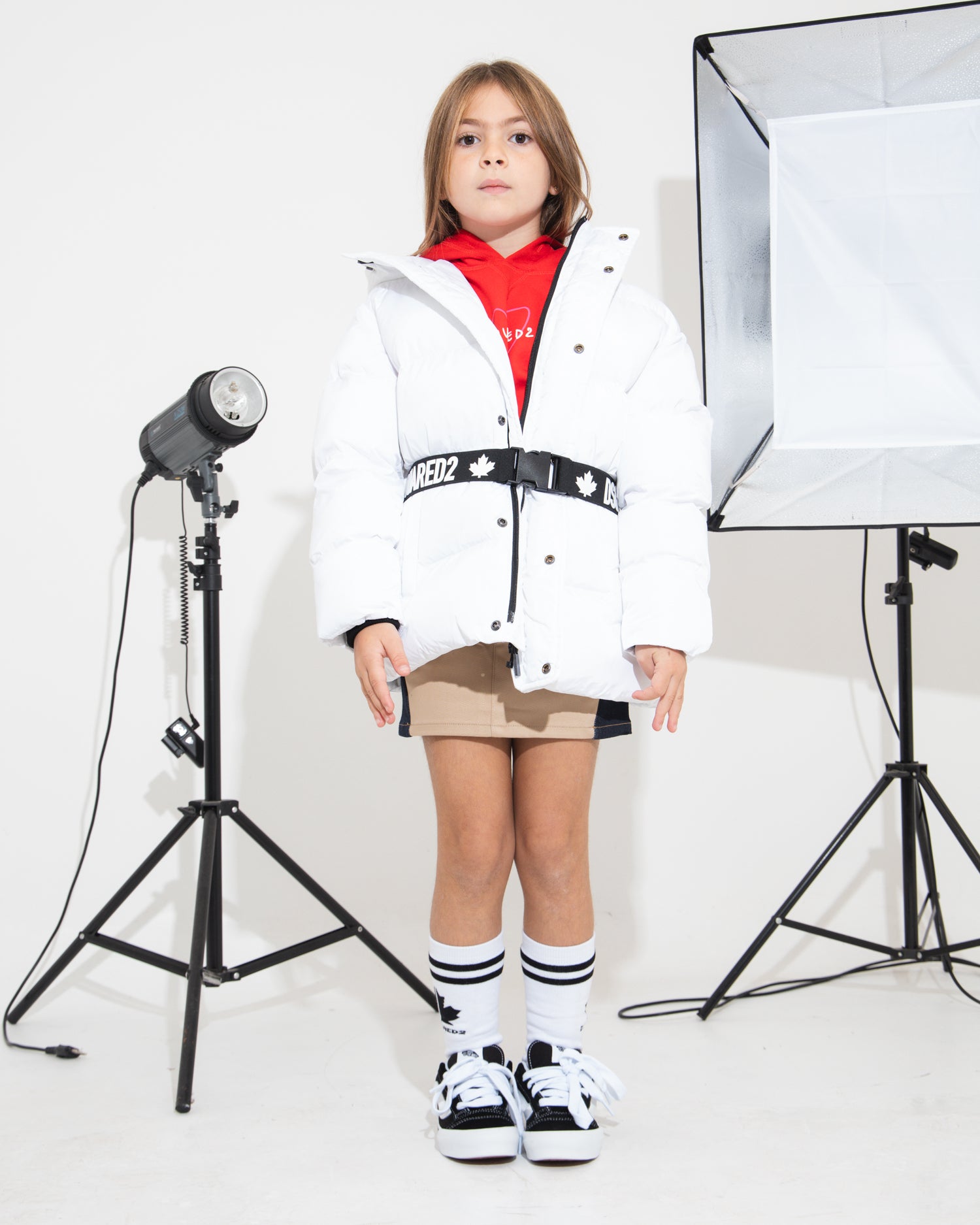 Dsquared2 Kids Giubbino Trapuntato Bianco Avvitato per Bambine