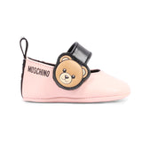 Moschino Kids Scarpine Rosa con Teddy e Chiusura a Strappo per Neonate