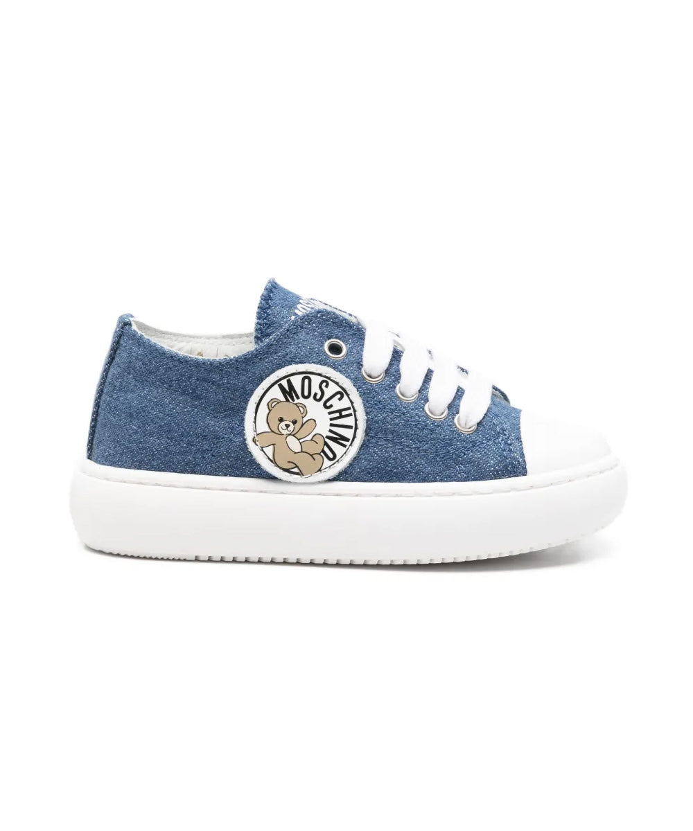 Moschino Kids Sneakers in Denim con Logo Teddy per Neonati