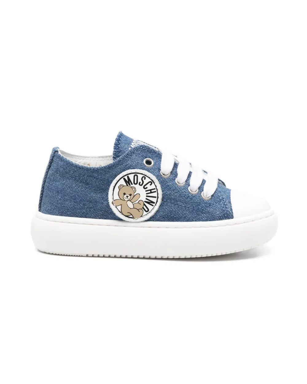 Moschino Kids Sneakers in Denim con Logo Teddy per Neonati
