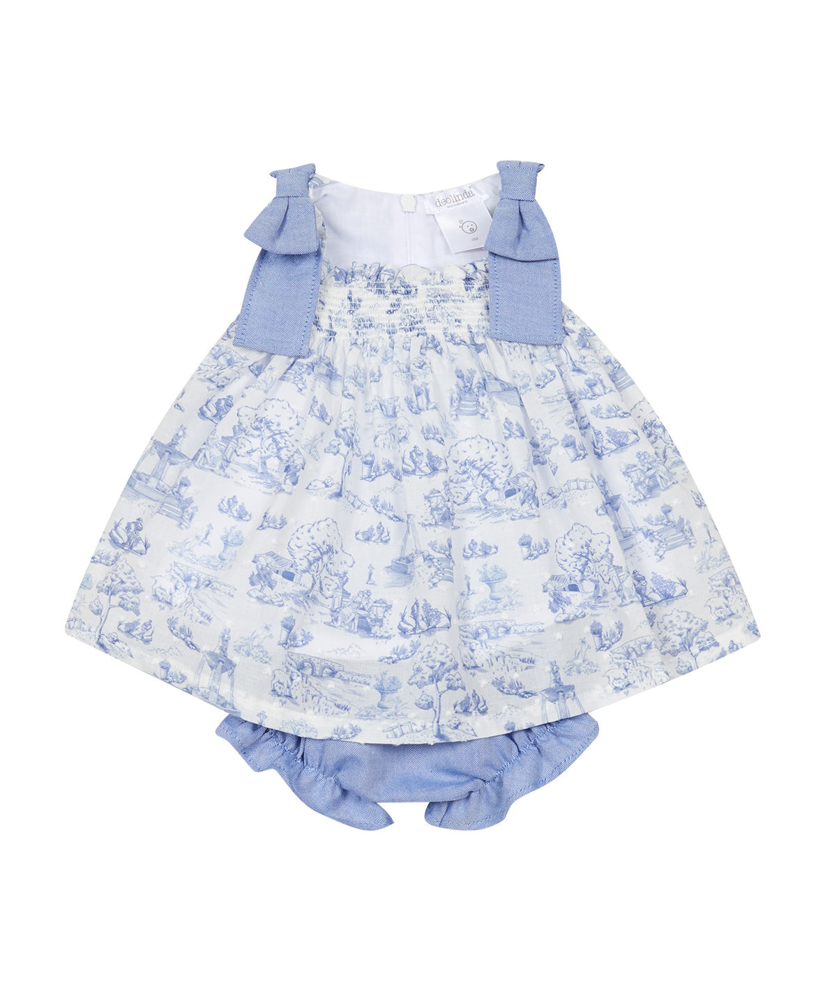 Deolinda Kids Abito + Mutandina Fantasia Bianco e Celeste per Neonate