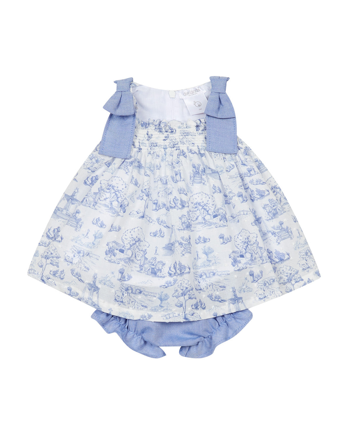 Deolinda Kids Abito + Mutandina Fantasia Bianco e Celeste per Neonate