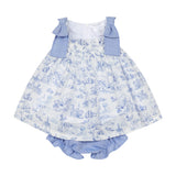 Deolinda Kids Abito + Mutandina Fantasia Bianco e Celeste per Neonate