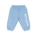 Palm Angels Kids Pantalone Celeste con Stampa Logo per Neonati