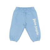 Palm Angels Kids Pantalone Celeste con Stampa Logo per Neonati