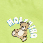 Moschino Kids T-Shirt Verde con Logo Teddy Bear per Neonati