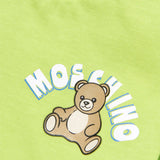 Moschino Kids T-Shirt Verde con Logo Teddy Bear per Neonati