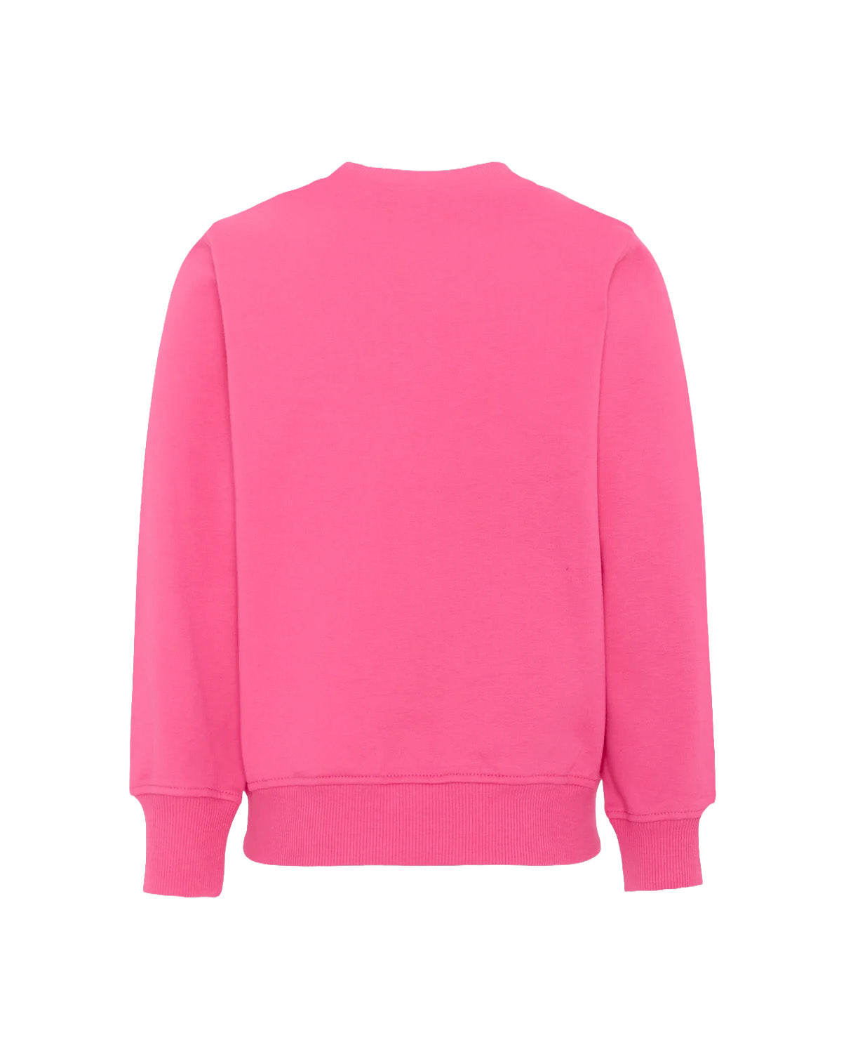 Moschino Kids Felpa Fuxia Girocollo con Stampa Teddy Bear e Logo per Bambine