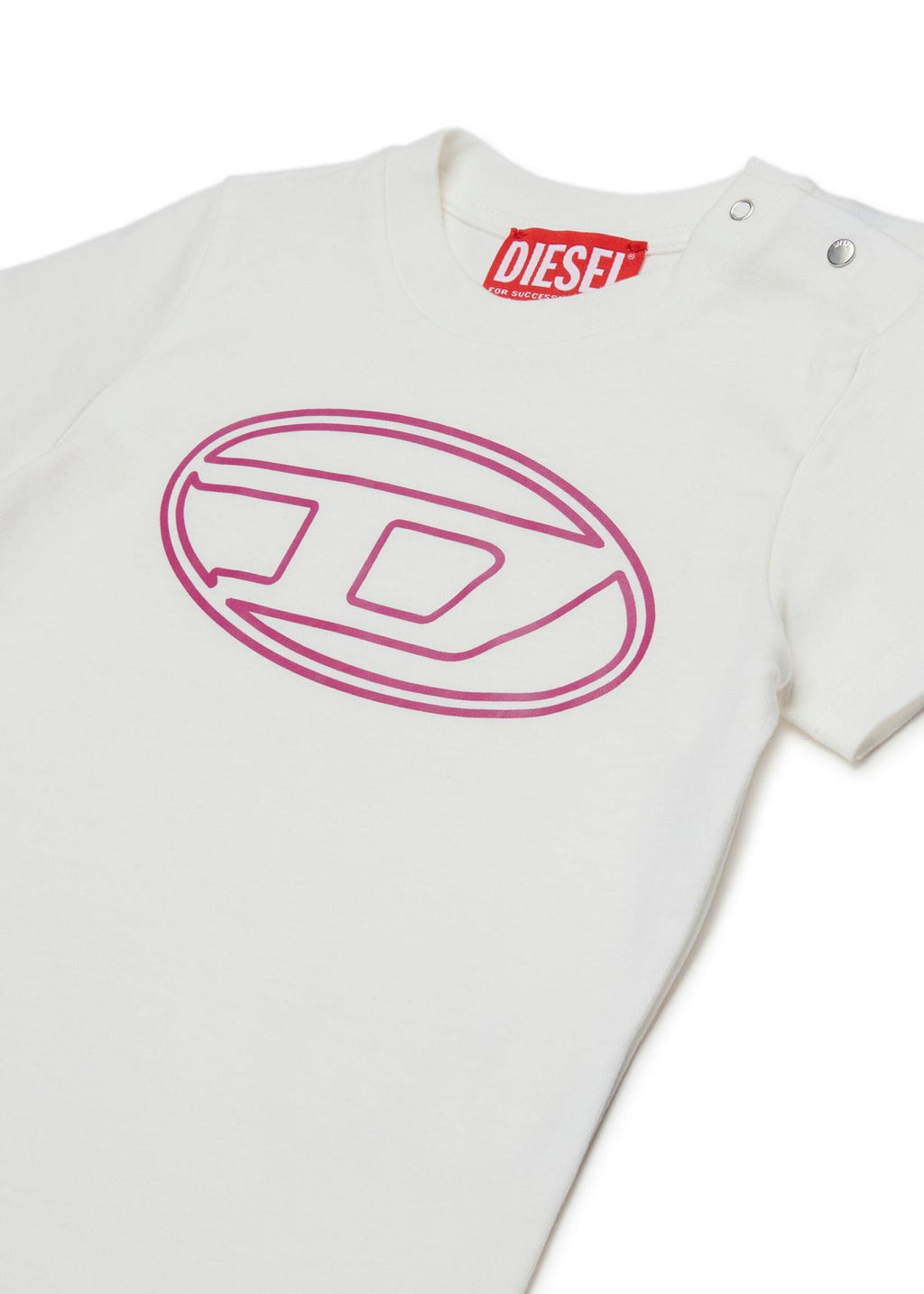 Diesel Kids T-shirt Bianca con Oval D per Neonate (dettaglio)
