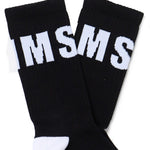 MSGM Kids Calzino Nero con Logo Jacquard