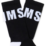 MSGM Kids Calzino Nero con Logo Jacquard