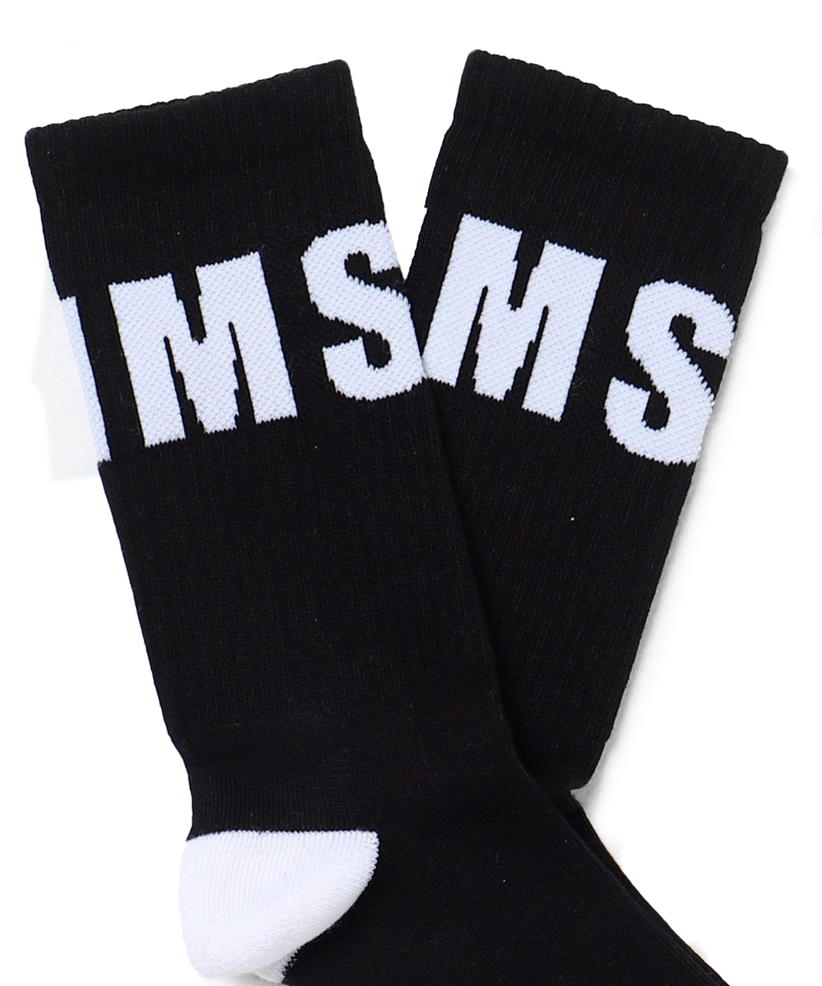MSGM Kids Calzino Nero con Logo Jacquard
