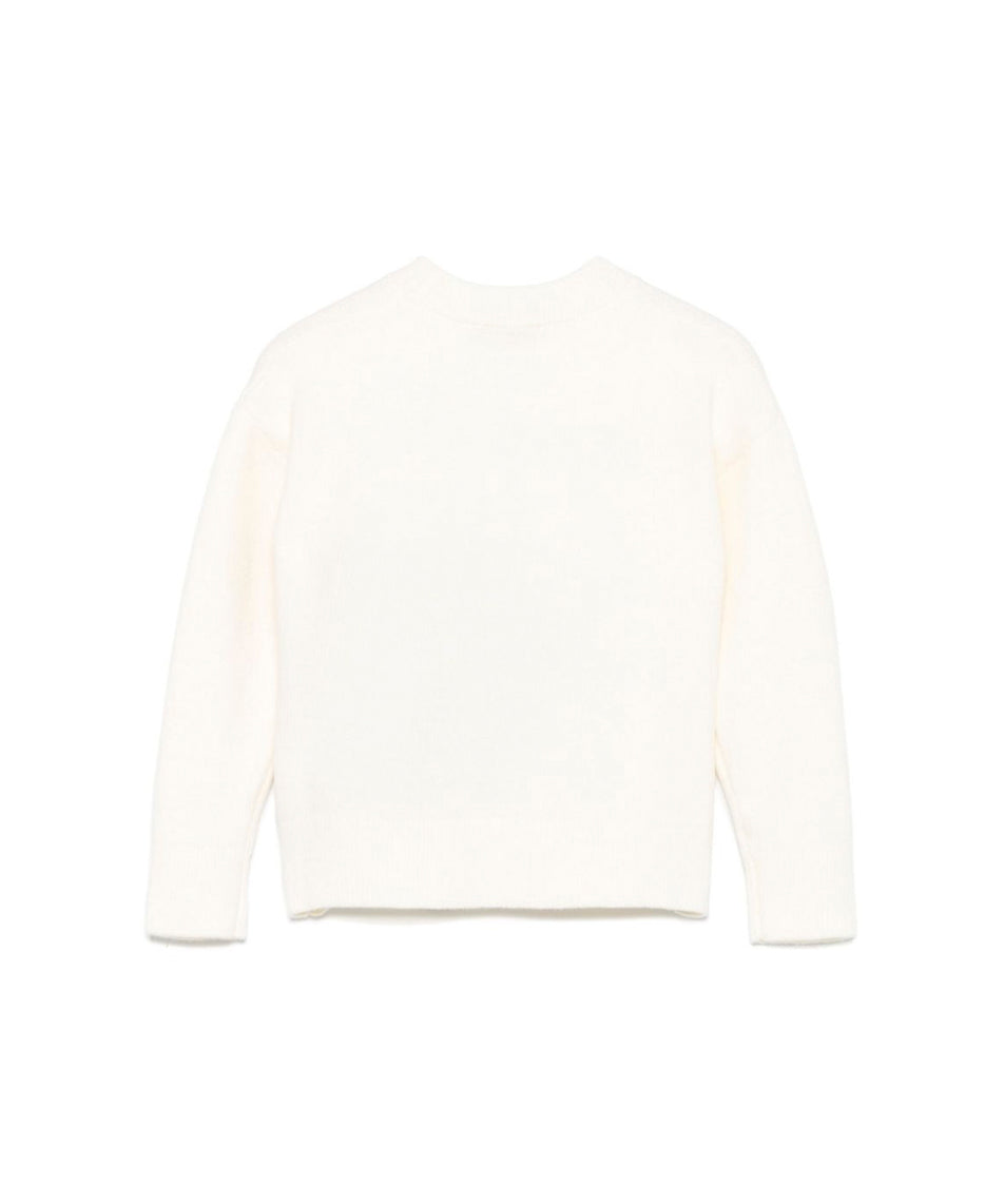 MSGM Kids Maglione Crema con Ricamo Cuore per Bambine (retro)