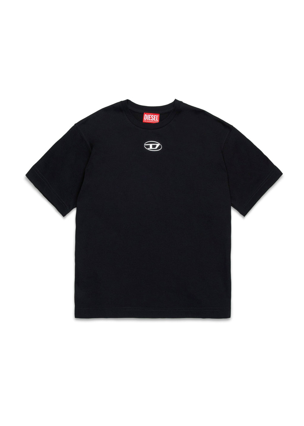 Diesel Kids T-Shirt Nera con Oval D per Bambini