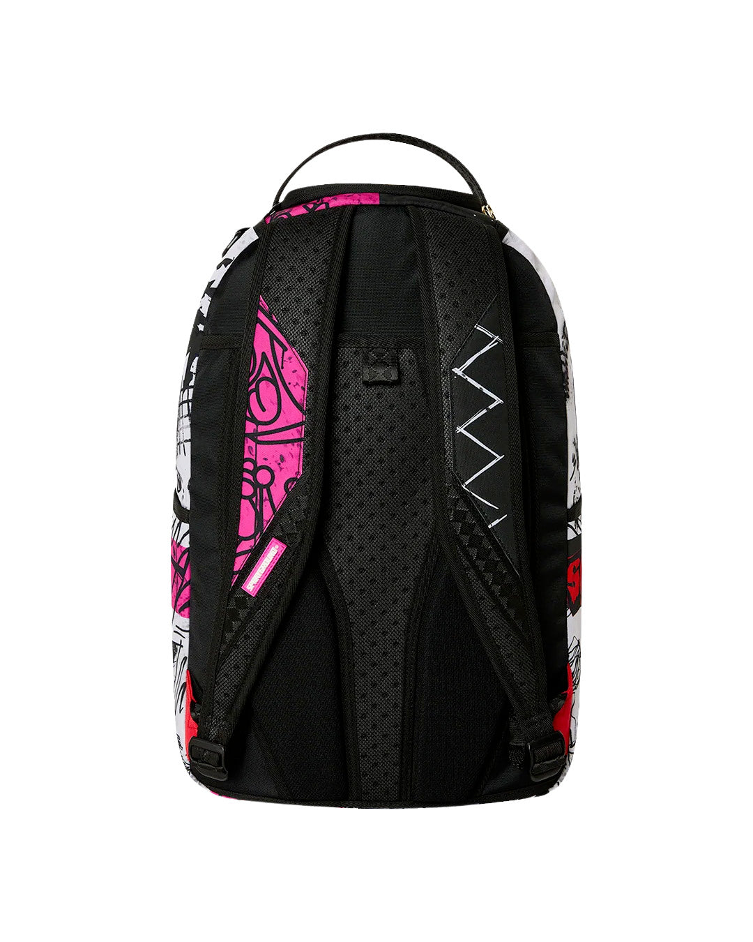 Sprayground Kids Zaino Think On It Nero e Rosa Fuxia con Stampa Shark Mouth e Logo Graffiti