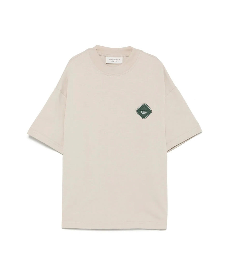 Yes London T-shirt Beige con Patch Logo per Bambini