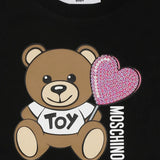 Moschino Kids Black Dress with Print and Ruffles for Baby Girls