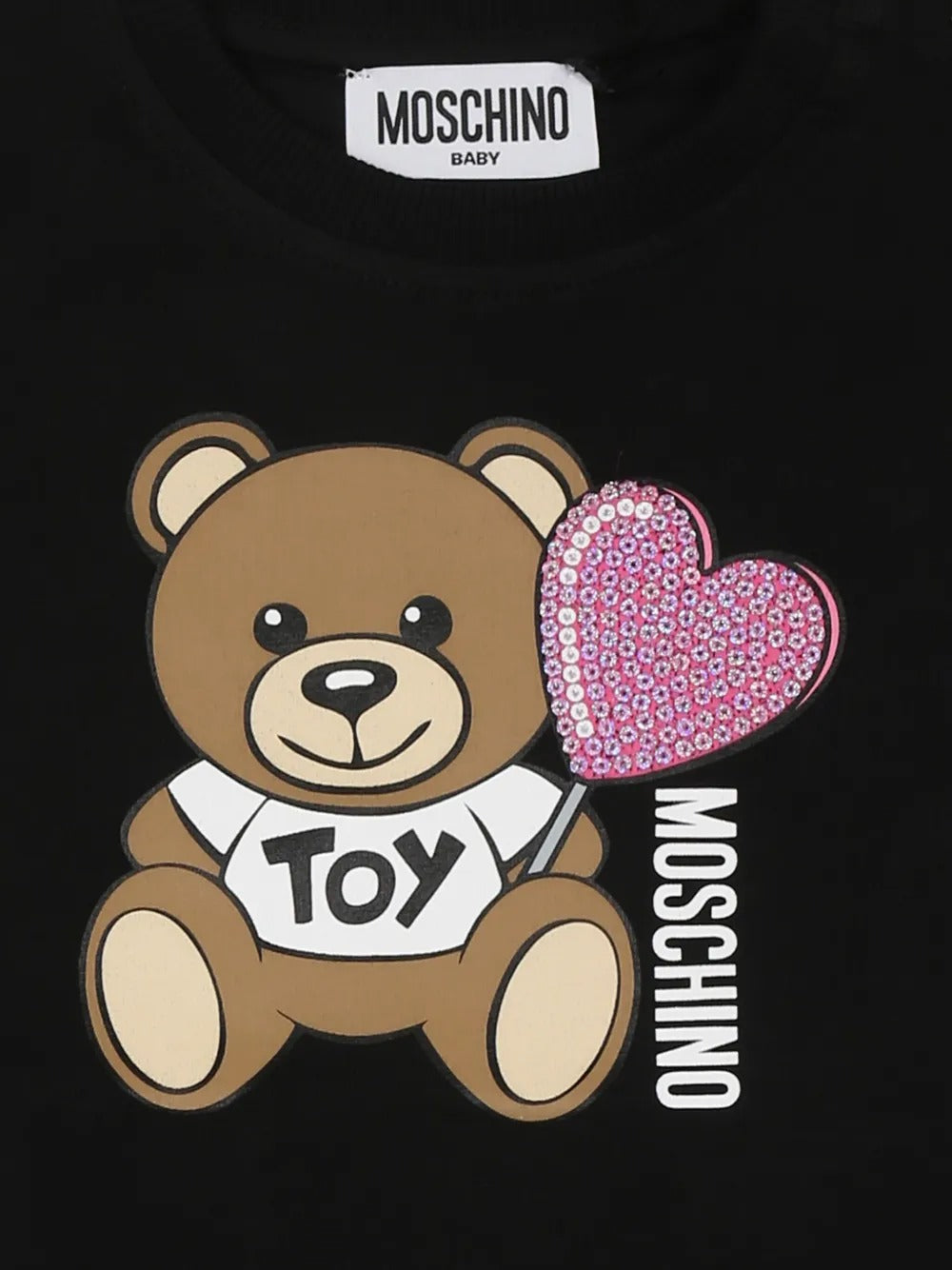 Moschino Kids Abito Nero con Stampa e Ruches per Neonate