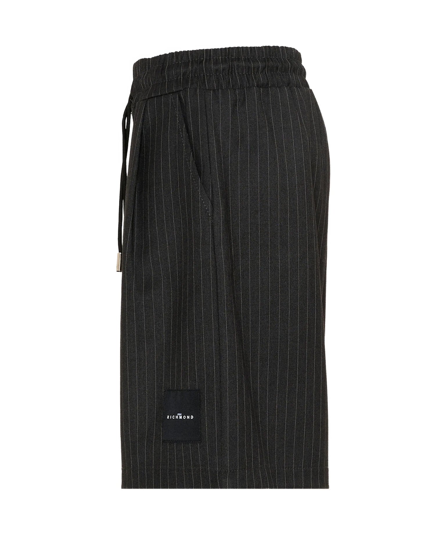 John Richmond Kids Bermuda Nero Gessato con Logo per Bambini