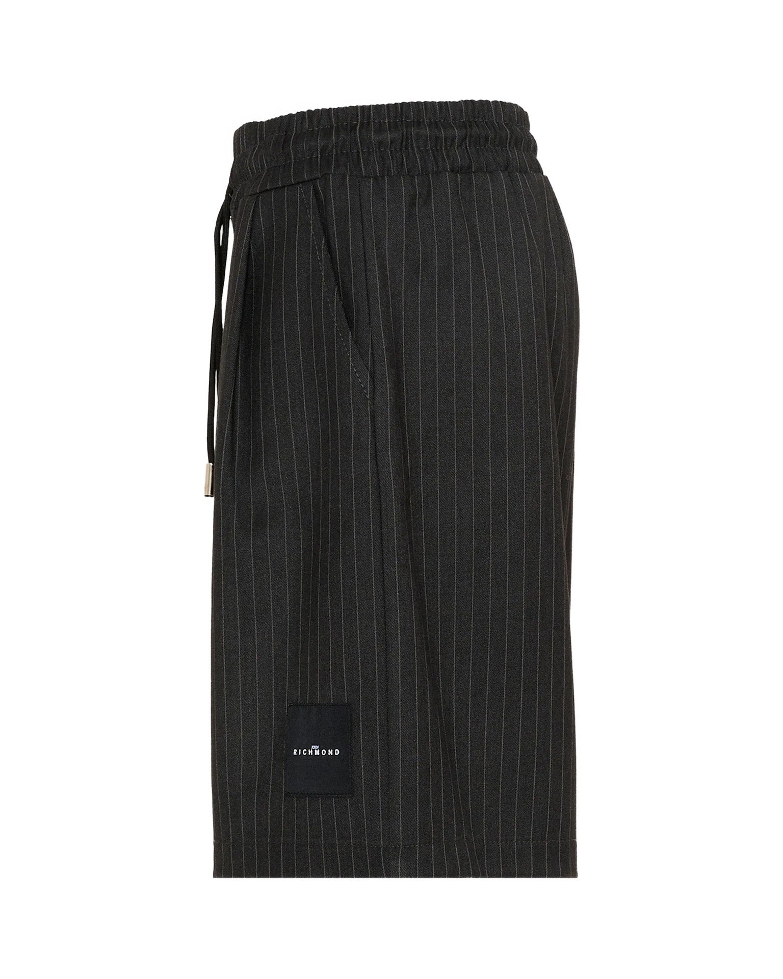 John Richmond Kids Bermuda Nero Gessato con Logo per Bambini
