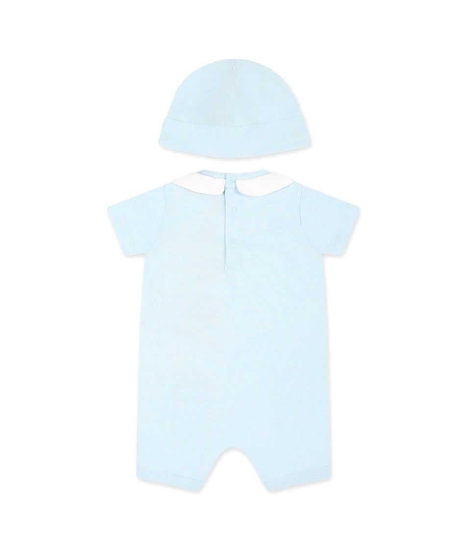 Moschino Kids Pagliaccetto Cielo con Berretto Teddy Bear per Neonati (retro)