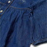 Diesel Kids Abito in Denim Blu con Logo per Neonate (dettaglio)