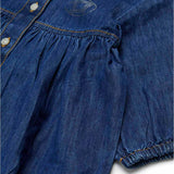 Diesel Kids Abito in Denim Blu con Logo per Neonate (dettaglio)