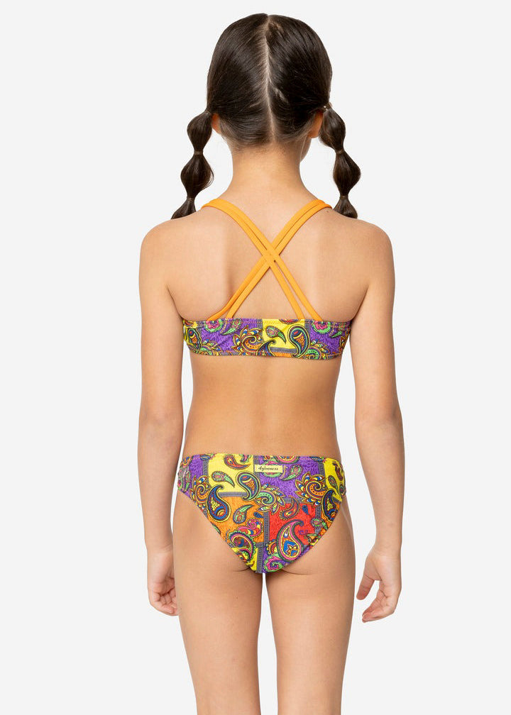 4GIVENESS Girls' Cashmere Pattern Bandeau Bikini Set