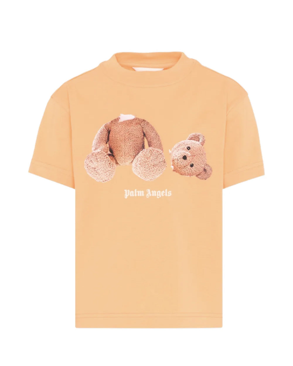 Palm Angels Kids T-Shirt Arancione con Stampa Orsetto per Bambini