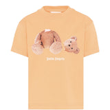 Palm Angels Kids T-Shirt Arancione con Stampa Orsetto per Bambini