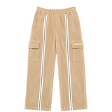 Palm Angels Kids Pantalone Beige Cargo con Motivo a Righe Frontale per Bambini