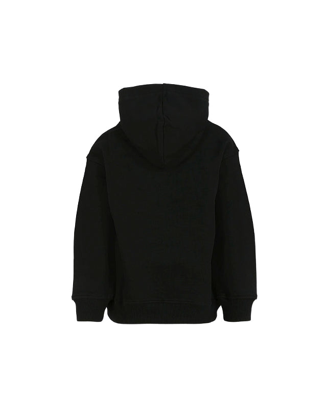 Moschino Kids Felpa con Cappuccio Nera con Stampa per Bambini