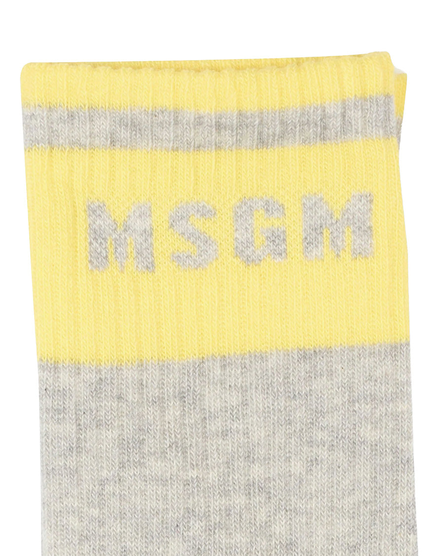 Msgm Kids Calzino Grigio e Giallo per Bambine
