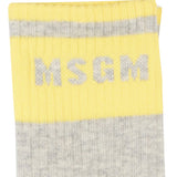 Msgm Kids Calzino Grigio e Giallo per Bambine