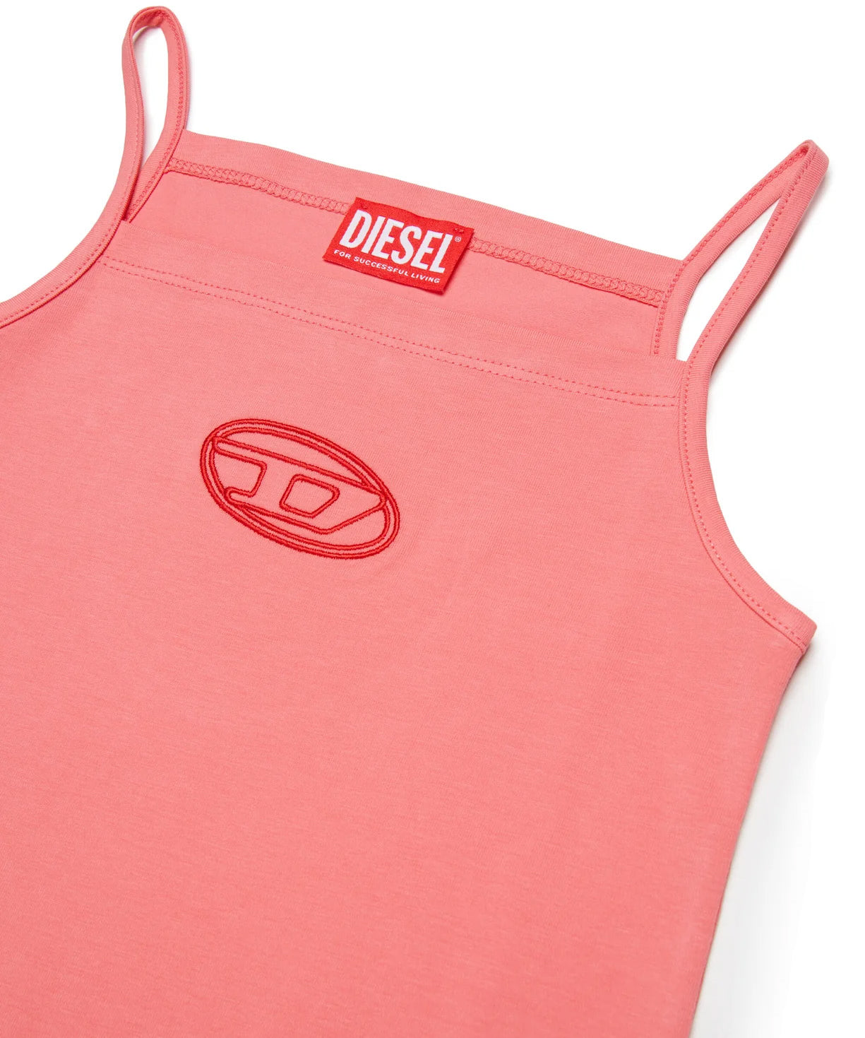 Diesel Kids Abito Corallo con Logo Oval-D per Bambine
