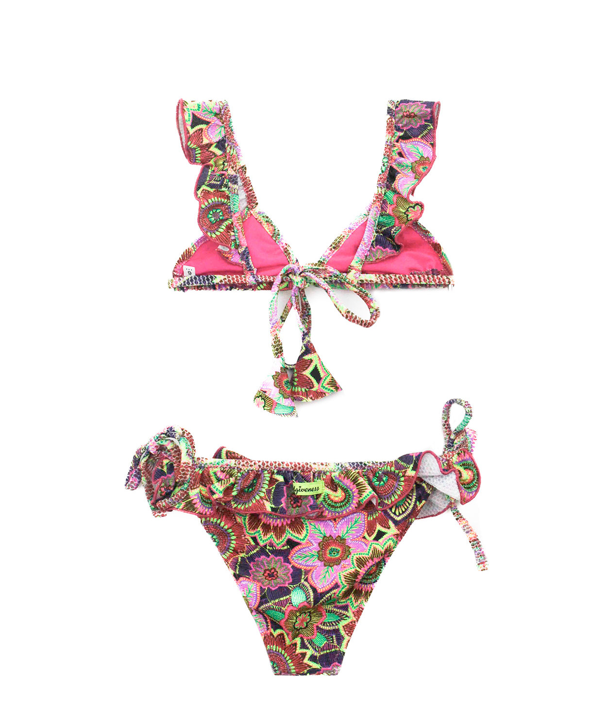 4GIVENESS Costume Bikini Fantasia Tropical Bouquet per Bambine (RETRO)