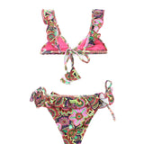 4GIVENESS Costume Bikini Fantasia Tropical Bouquet per Bambine (RETRO)