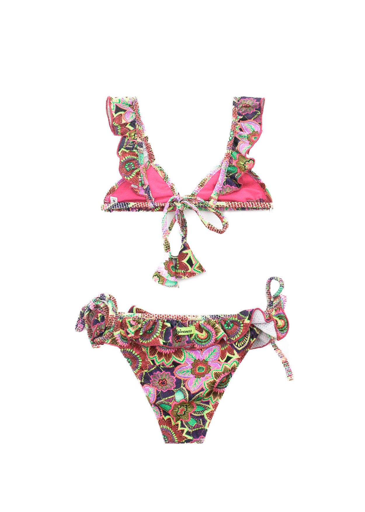 4GIVENESS Costume Bikini Fantasia Tropical Bouquet per Bambine (RETRO)