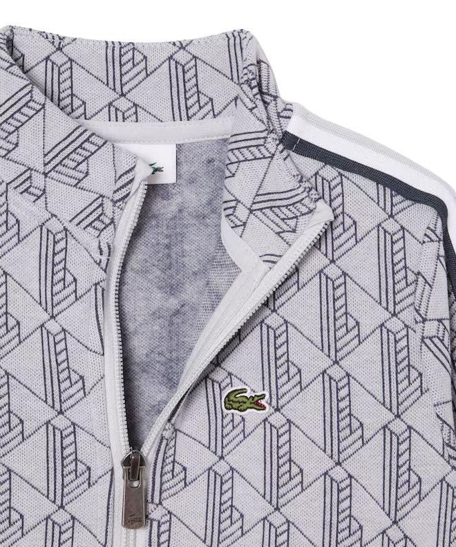 Lacoste Kids Felpa Grigio con Stampa All-Over per Bambini
