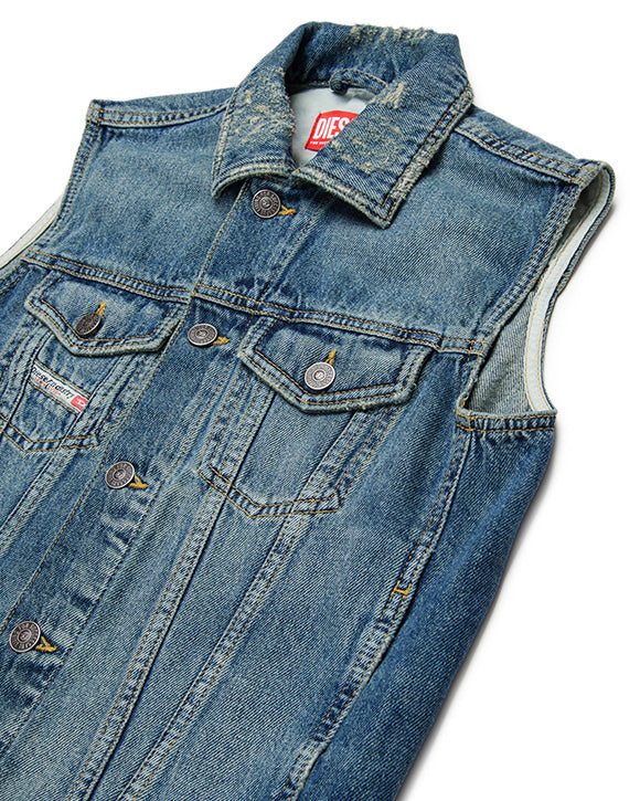Diesel Kids Gilet in Denim Sfumato per Bambini