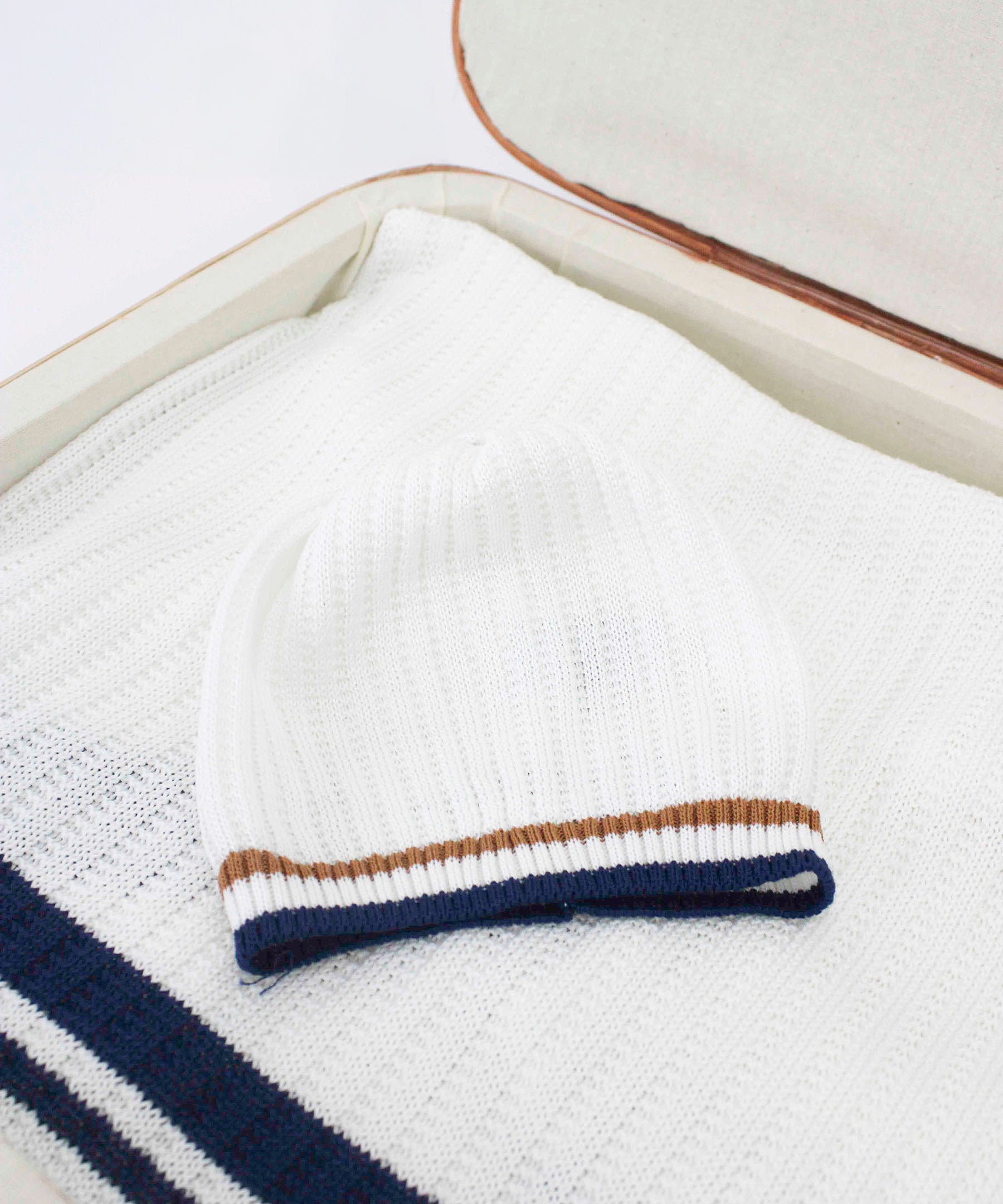 Marlù Cappello Vaniglia/Blu per Neonati
