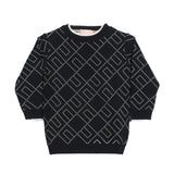 Elisabetta Franchi La Mia Bambina Abito in Maglia con Logo All-Over Nero