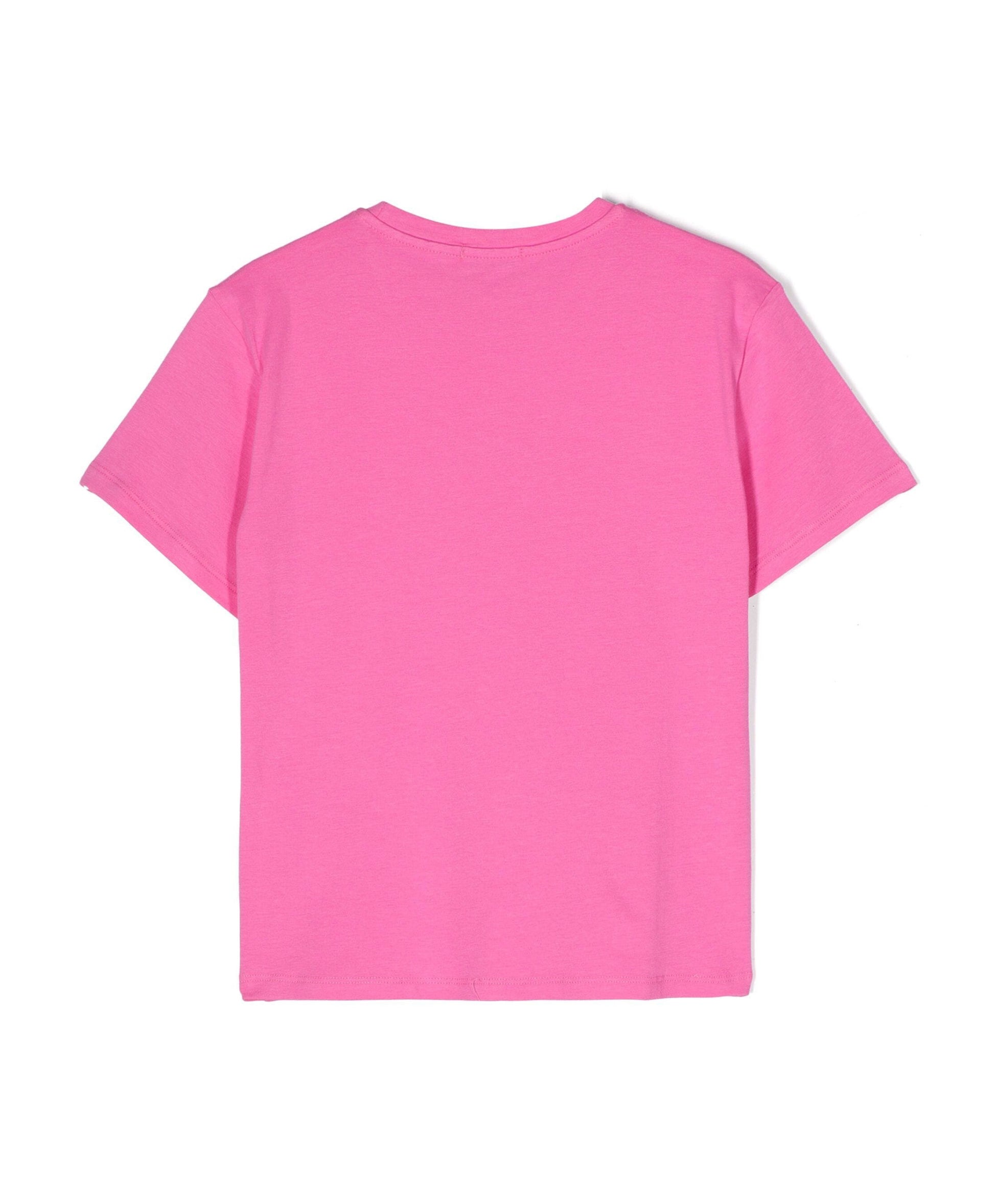 Pinko Kids T-shirt Rosa con Logo in Cristalli